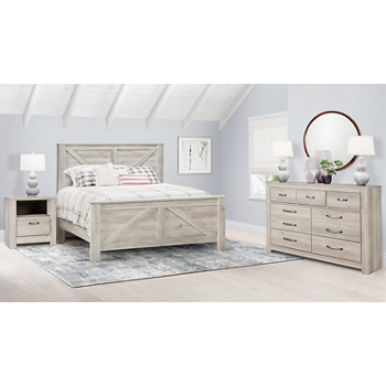 Bellaby 3 Piece Queen Bedroom Set Includes: Queen Panel Bed, 7 Drawer Dresser and 1 Drawer Nightstand