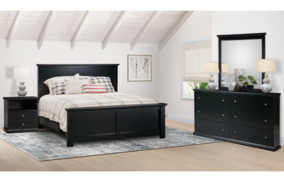 Maribel 4 Piece Queen Bedroom Set Includes: Queen Panel Bed, 6 Drawer Dresser, Mirror and 1 Drawer Nightstand