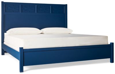 Tide & Timber King Fretwork Panel Bed - Raised Fretwork Headboard - Square Legs - Coastal Traditional Style
