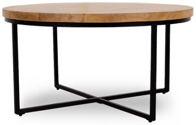 Ames Round Coffee Table - Modern Industrial Style - Open Metal Base