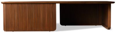 Kindred Coffee Table - Solid Mahogany - Sleek Rectangular Top - Rounded Corners - Fluted Sides - Sturdy Plinth Base