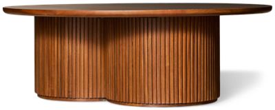Kindred Round Coffee Table - Mahogany Construction - Sleek Round Top - Dual Cylindrical Pedestal Base - Contemporary Centerpiece