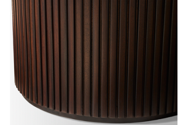Kindred Round Coffee Table - Mahogany Construction - Sleek Round Top - Dual Cylindrical Pedestal Base - Contemporary Centerpiece