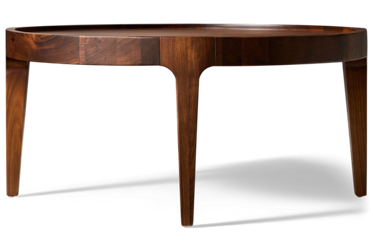 Soren Round Coffee Table - Solid Walnut Tray Style Top - Mid-Century Modern