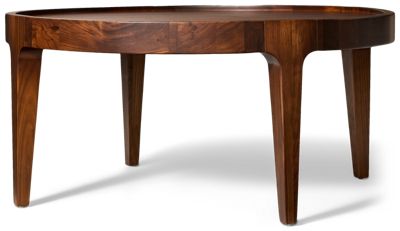 Soren Round Coffee Table - Solid Walnut Tray Style Top - Mid-Century Modern