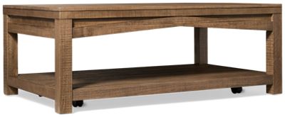 Westvale Rectangular Coffee Table - Solid Pine - Modern Farmhouse - Casters - Open Shelf