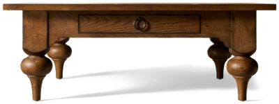 Country Living Square Coffee Table - Storage Utility Drawer - Classic Style - Aged Finish
