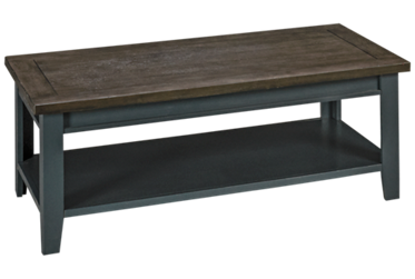 Eastport Rectangular Coffee Table - Two-Tone Finish - Planked Top - Convenient Bottom Shelf
