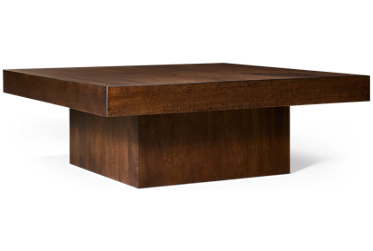 Padula Coffee Table - Thick Square Top - Pedestal Base - Chic Minimalist Style 