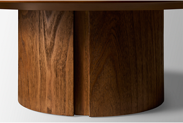 Dontayne Coffee Table Round - Faux Cement Inset Top - Round Silhouette - Solid Asian Hardwood Base