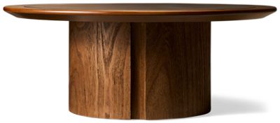 Dontayne Coffee Table Round - Faux Cement Inset Top - Round Silhouette - Solid Asian Hardwood Base