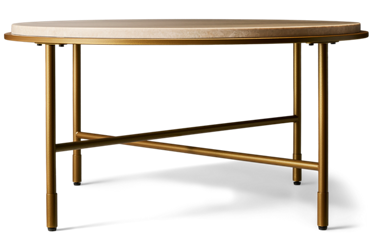 Alben Round Coffee Table - Chic Durability - Natural Marble Top - Asymmetrical X Support