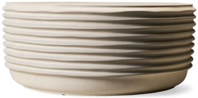 Dwell Coffee Table - Artful Sculptural Design - Generously Sized Round Top - Unique Ribbed Sides - Subtle Surface Texture