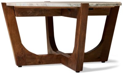 Tanidore Round Coffee Table - Bold Natural Marble Top - Sculptural Design