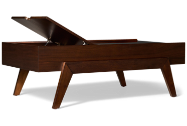 Walnut Park Coffee Table - Lift Top - Inside Storage - Tray-Style Smoked Glass Top - Walnut Veneer - Mid-Century Modern