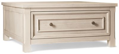 Robbinsdale Lift Top Coffee Table - 1 Storage Drawer - Chunky Square Legs - Modern Country Charm