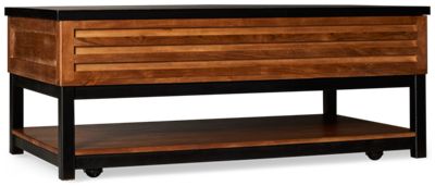 Kallari Lift Top Coffee Table - Inside Storage - Open Bottom Shelf