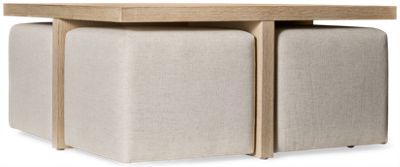Oasis Dockside Coffee Table - 4 Ottomans with Casters - Performance Fabric - Versatile Seating