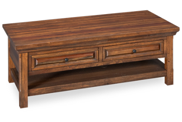 Hill Crest Coffee Table - 2 Storage Drawers - Open Bottom Shelf