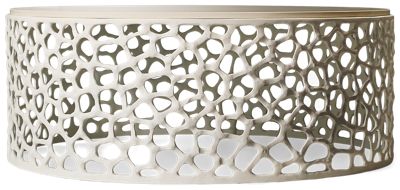 Oasis Coral Coffee Table - Coastal-Inspired Design - Filigreed Coral Frame - Durable Quartz Top - Lightweight Cast Aluminum Base