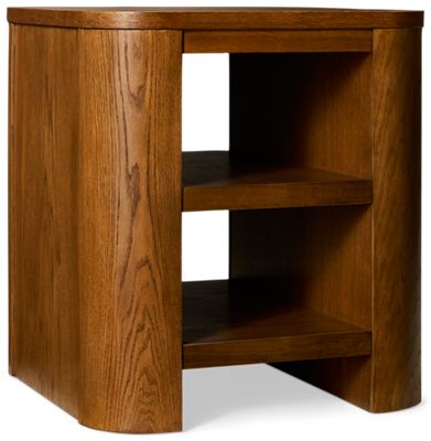 Janzen End Table - Thick Square Top Rounded Corners - Two Open Shelves - Solid Asian Hardwood - Bold Square Profile
