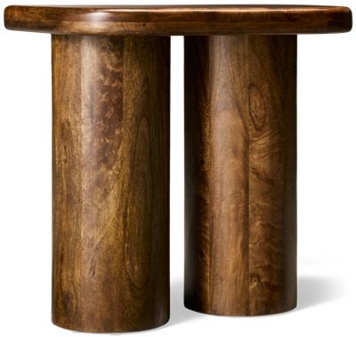 Jofran Mandara End Table - Thick Top - Rounded Corners - Double Pedestal Base - Solid Asian Hardwood
