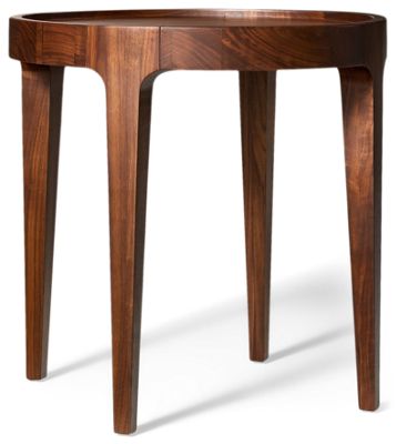 Soren Round End Table - Solid Walnut Tray-Style Top - Mid-Century Modern
