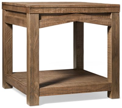 Westvale End Table - One Open Storage Shelf - Solid Pine - Modern Farmhouse