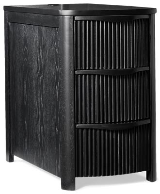 Grayman Chairside Table - 3 Storage Drawers - Integrated USB Charging Ports - Hardwood Solids & Veneers - Contemporary