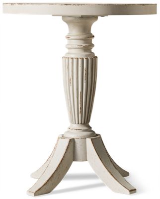 Country Living Round End Table - Fluted Pedestal Base - Vintage Aged Finish