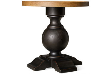 Country Living Urn End Table - Planked Round Top - Pedestal Base