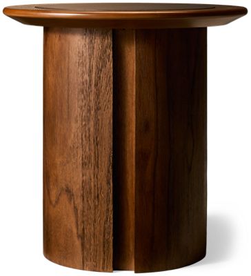 Dontayne End Table Round - Faux Cement Inset Top - Pedestal Base - Solid Asian Hardwood Base