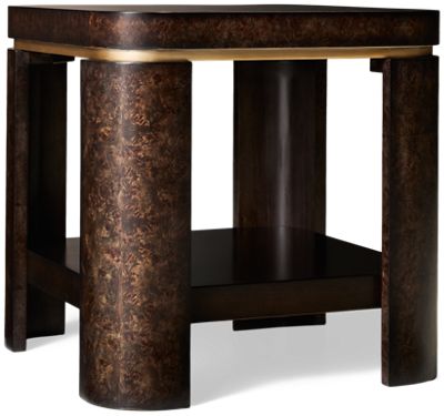 Langford End Table - Open Bottom Shelf - Brushed Gold Detailing