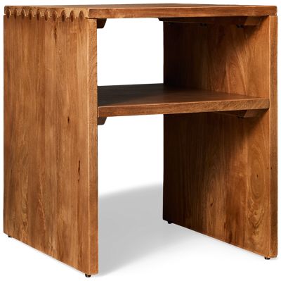 Ella Grove End Table - Solid Mango Construction - Center Shelf - Rich Brown Finish - Rustic Modern