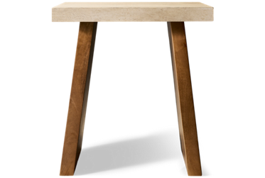 Brendalhouse Square End Table - Faux Cement Top - Solid Mango Hardwood - Contemporary Style