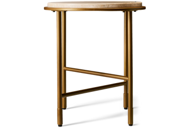 Alben End Table - Natural Marble Top - Asymmetrical X Support - Contemporary Design
