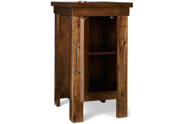 Moriville Chairside Table - 1 Storage Door - USB Charging - Wire Management - Rustic Style