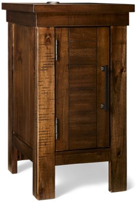 Moriville Chairside Table - 1 Storage Door - USB Charging - Wire Management - Rustic Style