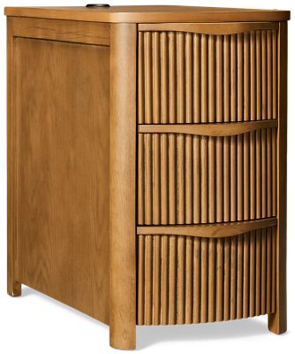 Camdill Chairside Table - 3 Storage Drawers - Integrated USB Charging Ports - Hardwood Solids & Veneers - Contemporary