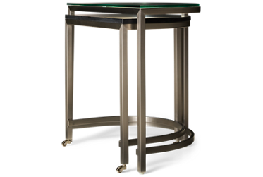 Hensley Nesting End Table Set - Imported Marble & Glass Tops - Casters for Mobility - Chrome Finish