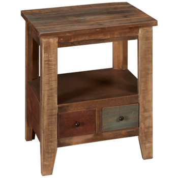 Antique Multicolor End Table with Storage