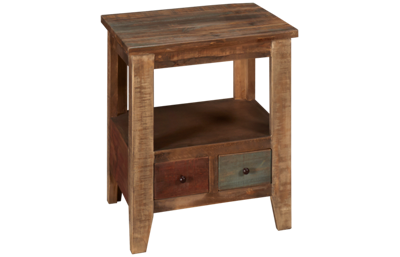 International Furniture Direct Antique Multicolor End Table with Storage