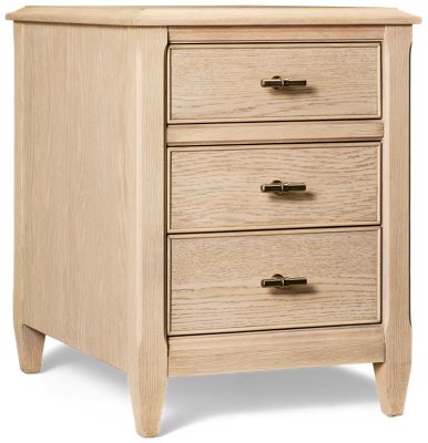 Carmella Chairside Table - 3 Storage Drawers - Beveled Rectangular Top