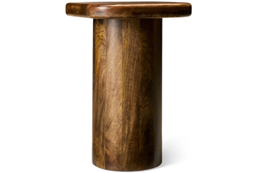 Jofran Mandara Chairside Table - Thick Square Top - Rounded Corners - Cylindrical Pedestal Base - Solid Asian Hardwood