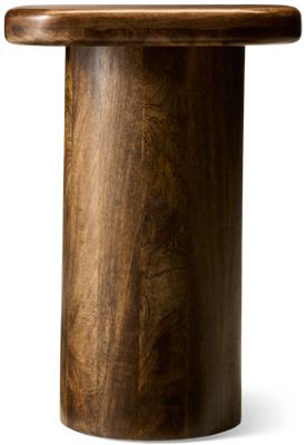 Jofran Mandara Chairside Table - Thick Square Top - Rounded Corners - Cylindrical Pedestal Base - Solid Asian Hardwood