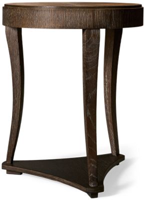 Montclair Cocoa Side Table - Round Starburst Parquet Wood Top - Fluted Edge Details - Rich Brown Finish