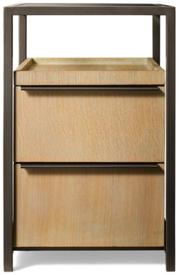 Jive Chairside Table - Beveled Glass Top - Metal Frame - 2 Storage Drawers - USB Charging Port