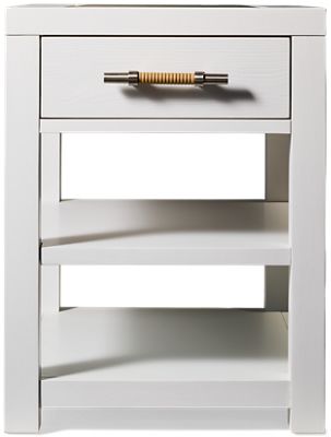 Rosalie End Table - 1 Storage Drawer - Glass Top - 2 Open Shelves - Coastal Charm