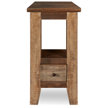 Antique Multicolor Chairside Table with Storage