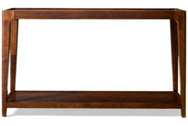 Soren Sofa Table - Solid Walnut Tray-Style Top - Open Bottom Shelf - Mid-Century Modern